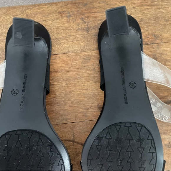 NEW | Adrienne Vittadini Women's Embellished‎ Clear Strap Black Slide Heels 8.5 - Picture 8 of 9